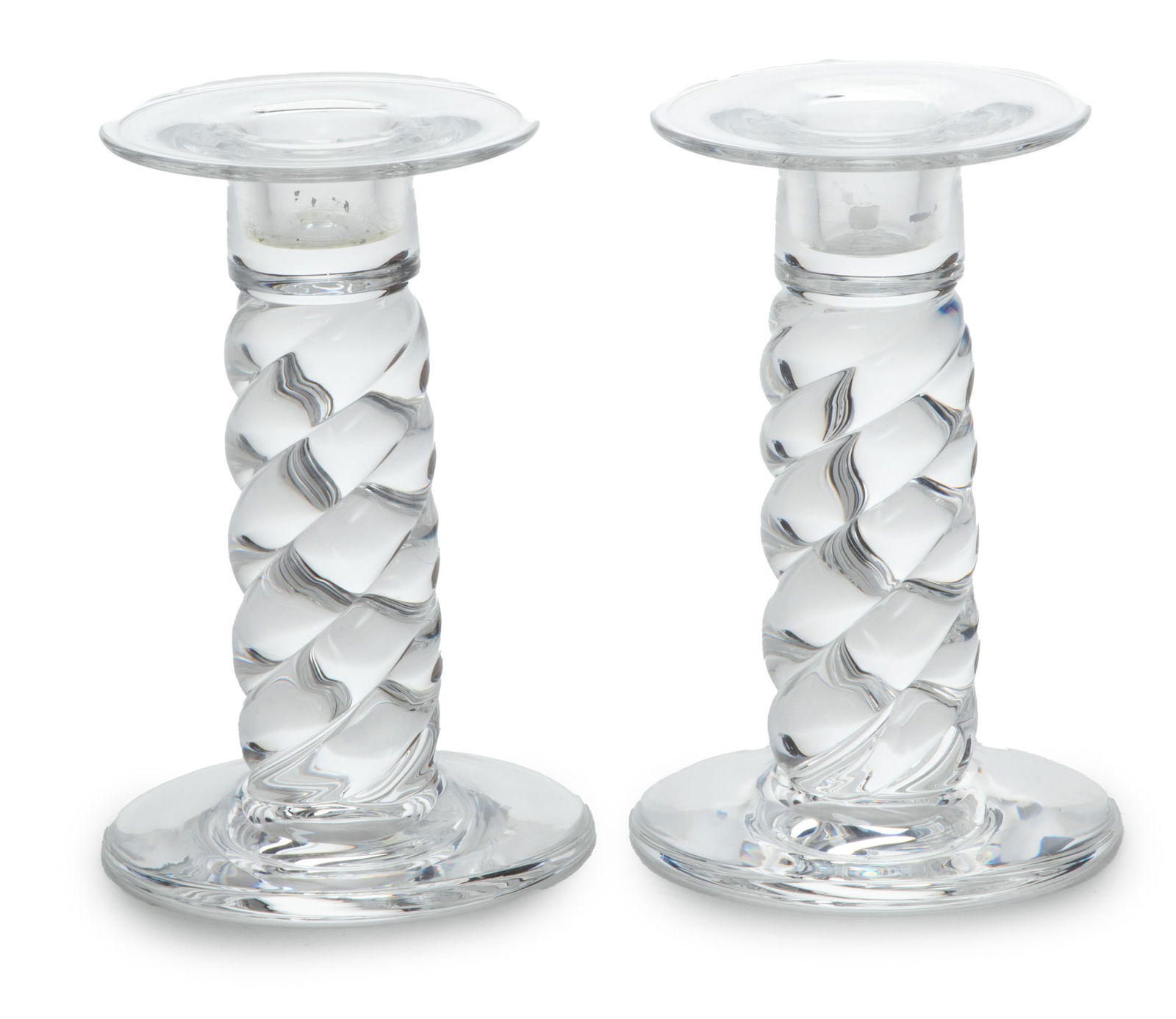 Steuben (American) Swirling Candlesticks, H 6" Dia. 4" 1 Pair (1 of 4)