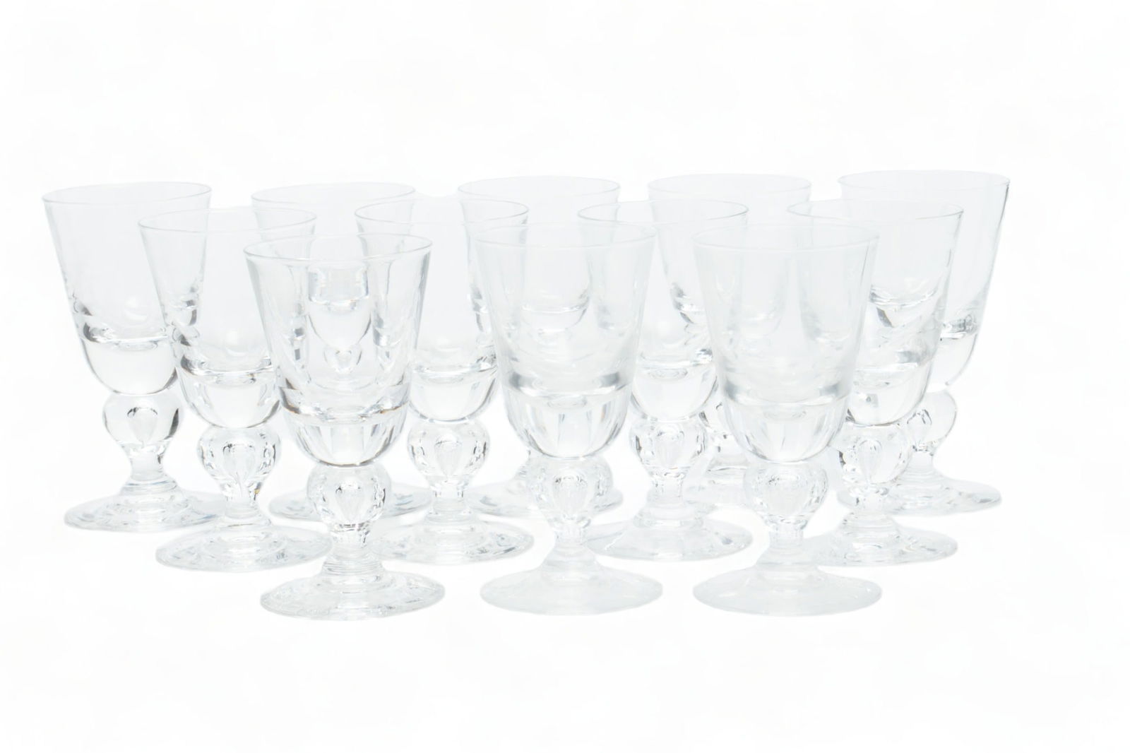 Steuben Glass Hand Blown Crystal Water Goblets, Teardrop Stem H 7" 12 pcs (1 of 4)