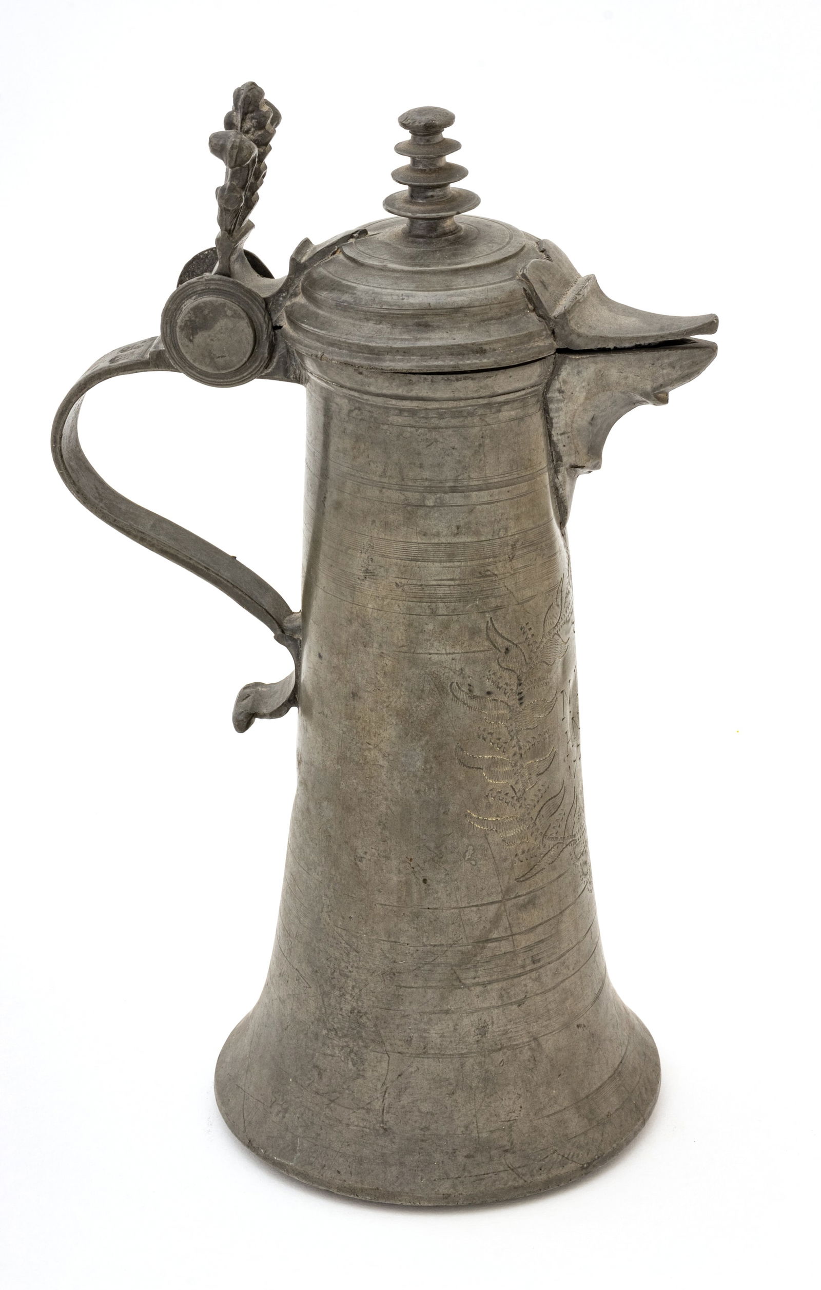 1724 Pewter Flagon with Trademark, H 11.5" (1 of 9)