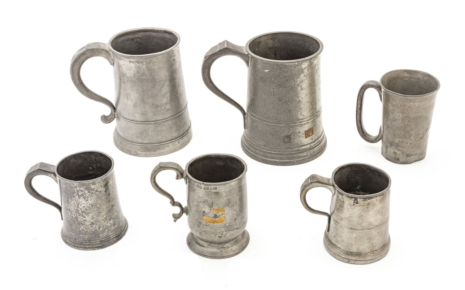 T D Boardman, Hartford, Ct. Colonial Pewter Mug + 5 Others Ca. 1805, H 6" 6 pcs (1 of 15)