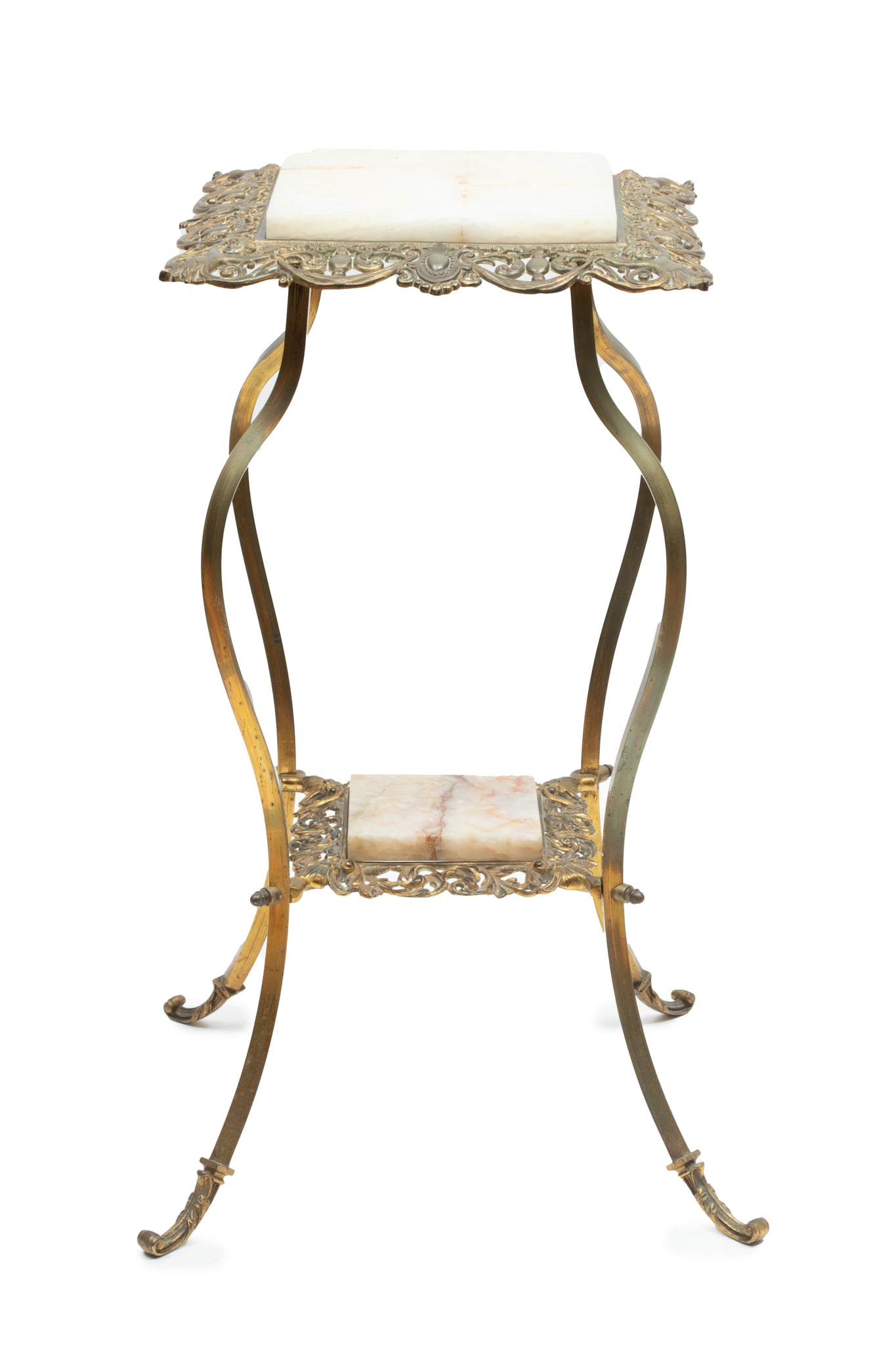 Brass & Onyx Plant Stand, Ca. 1910, H 31" W 16" L 16" (1 of 4)