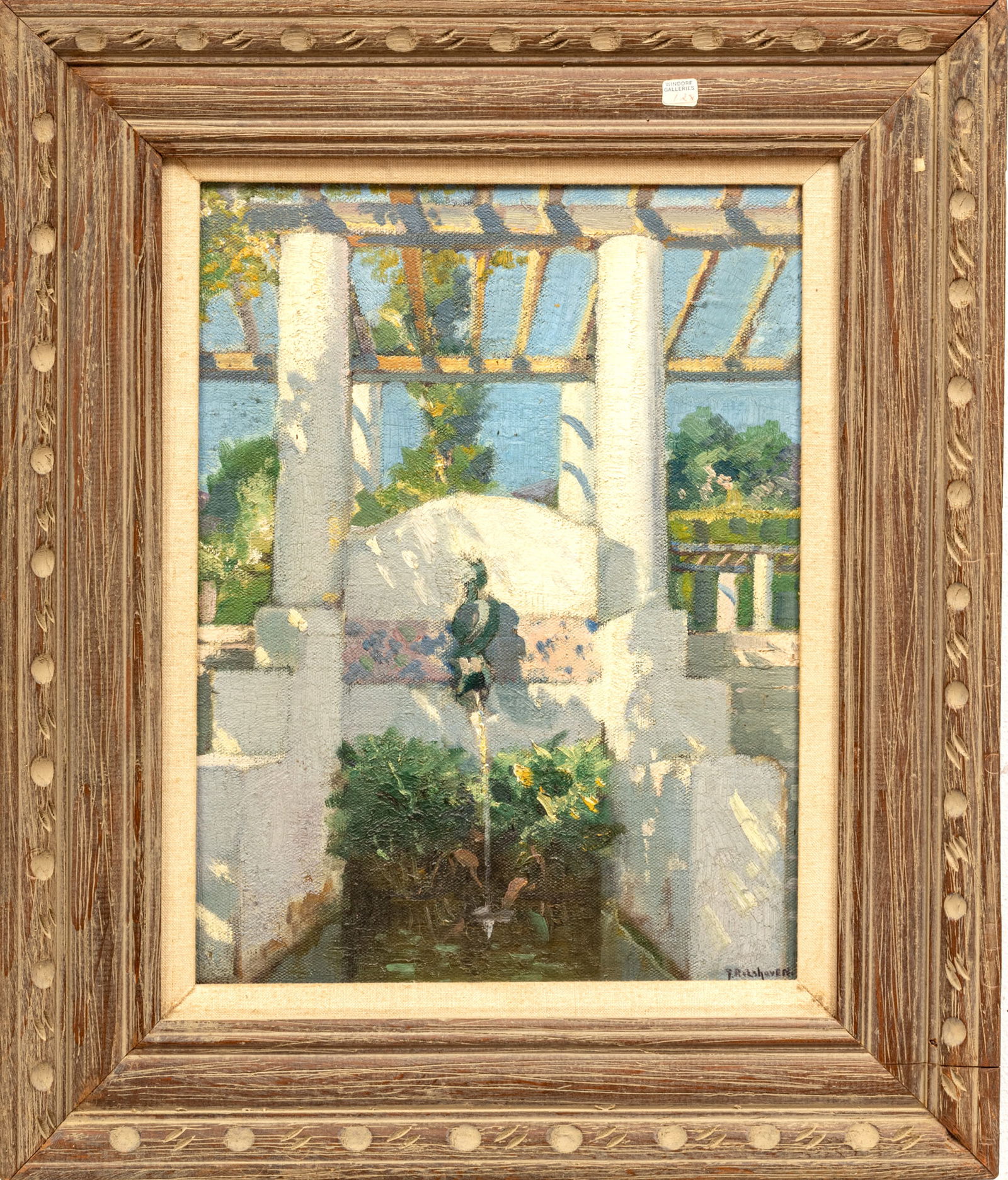 Julius Rolshoven (American, 1858-1930) Oil on Canvasboard, Florentine Villa, H 18" W 13" (1 of 6)