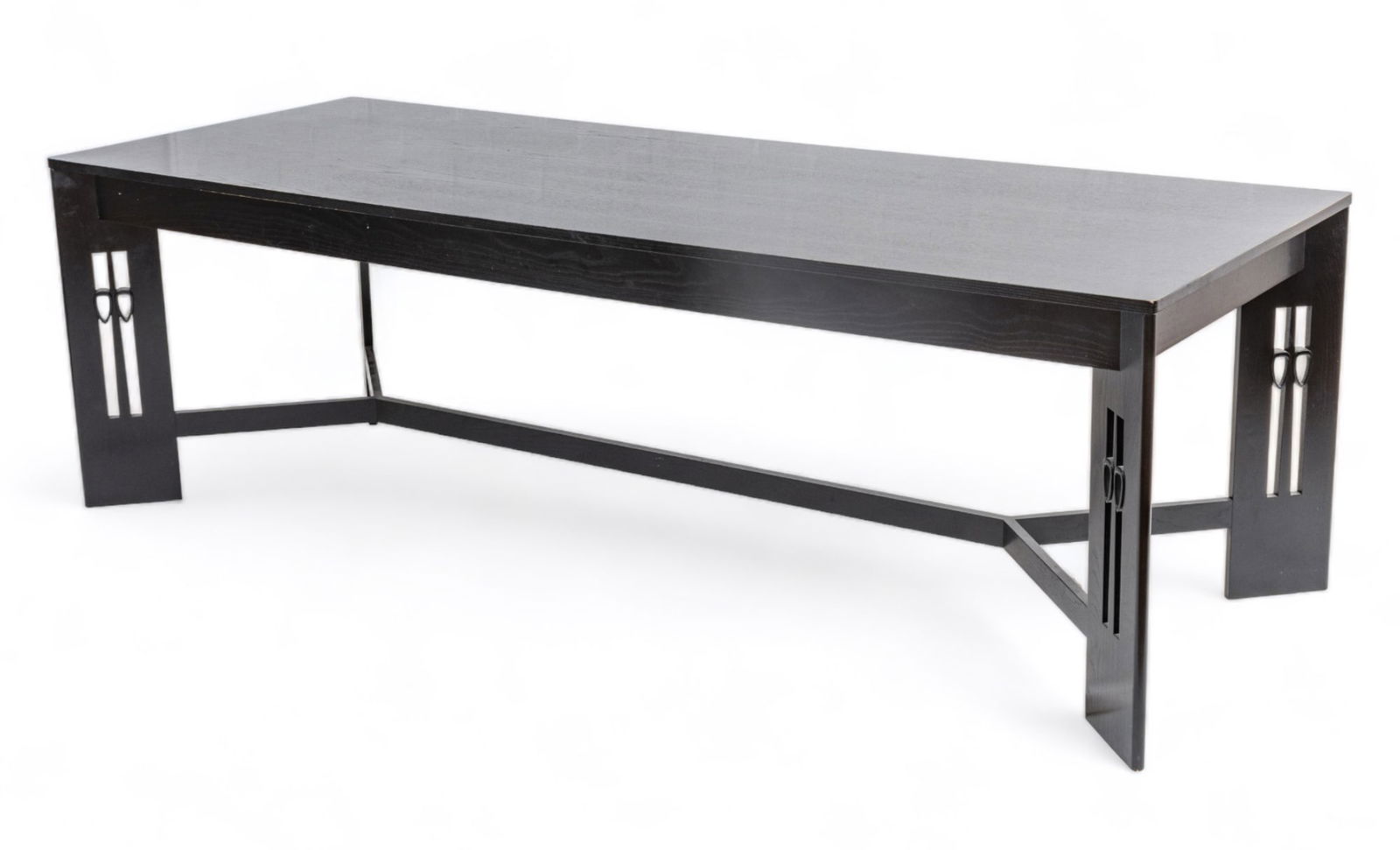 Charles Rennie Mackintosh Ebonized Wood Dining Table, H 29.25" W 35.5" L 94.5" (1 of 6)