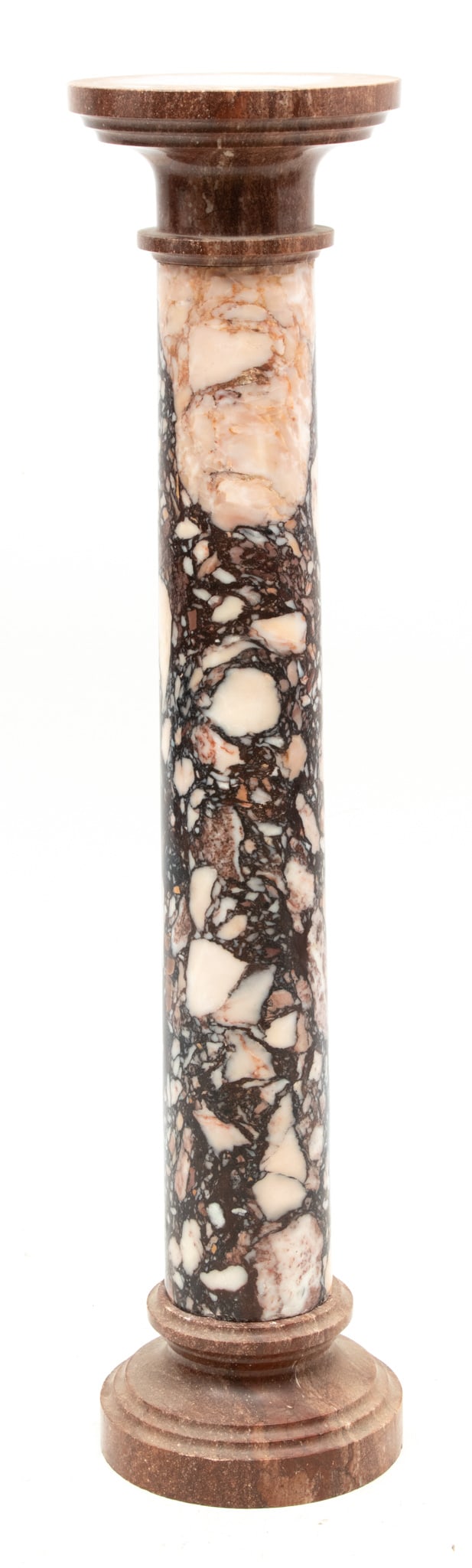 Italian Marble Pedestal Column, Ca. 1900, H 44" Dia. 10" (1 of 2)