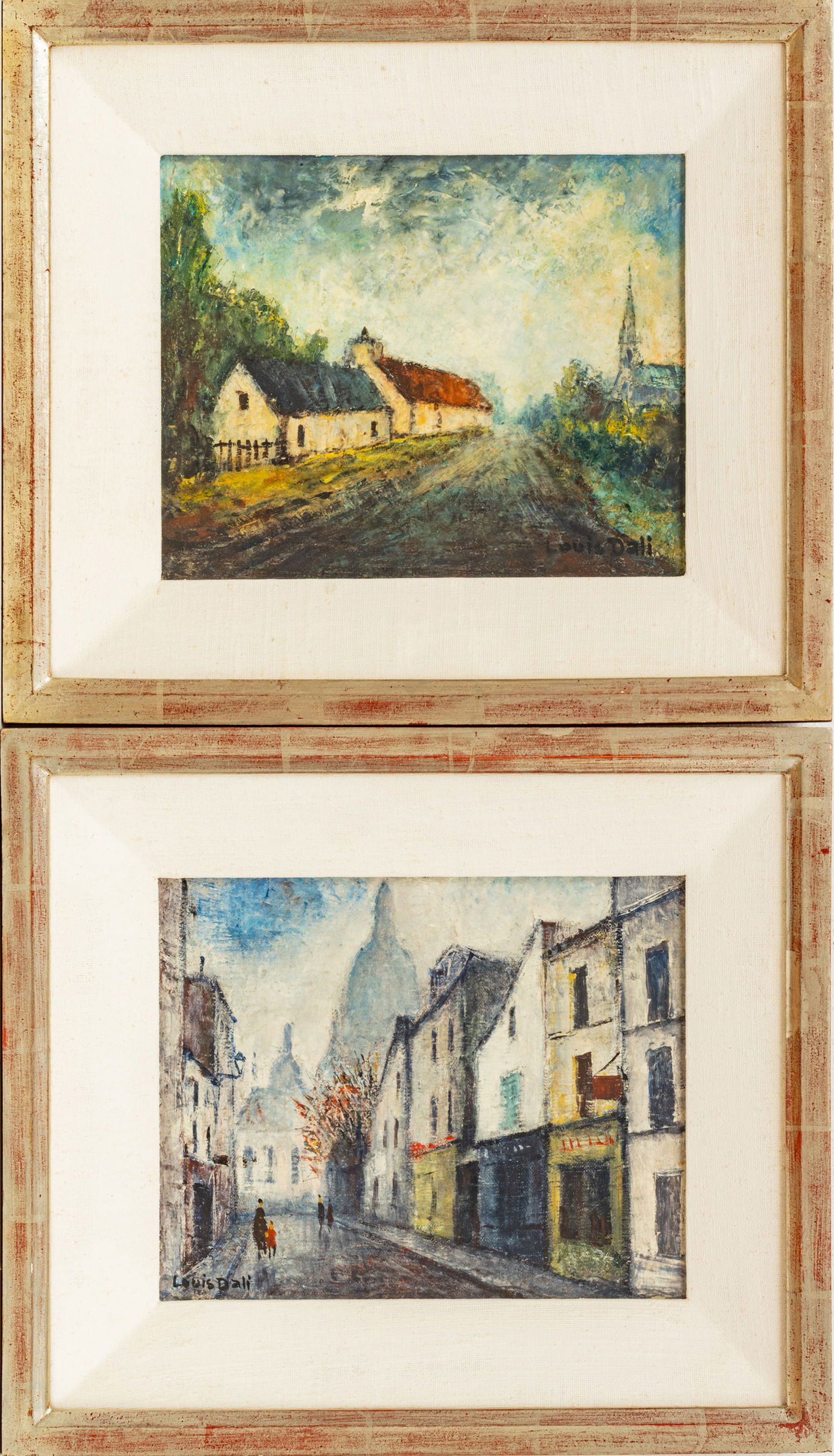Louis Dali (France, 1905-1994) Oil on Canvas, City & Country Streets, H 8.75" W 10.5" (1 of 6)