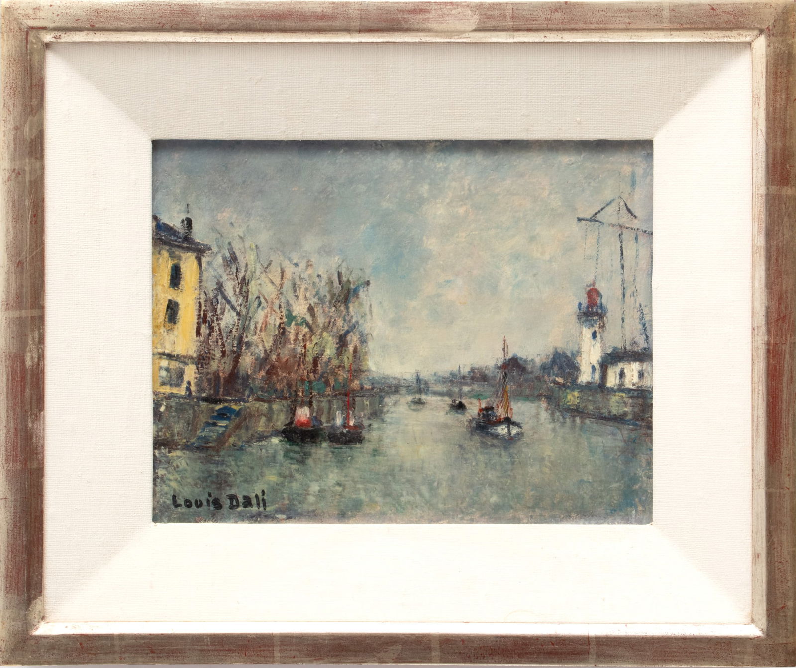 Louis Dali (French, 1905-1994) Oil on Canvas, "Canal Scenes", H 8.75" W 10.5" 2 pcs (1 of 8)