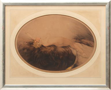Louis Icart (French, 1888-1950) Etching on Paper, 1928, "Venus", H 13.25" W 19": Louis Icart (French, 1888-1950) Etching on Paper, 1928, "Venus", H 13.25" W 19" | Signed in pencil lower right. Inscribed top edge Copyright Louis Icart, 1928. Partial blind stamp visible lower left.