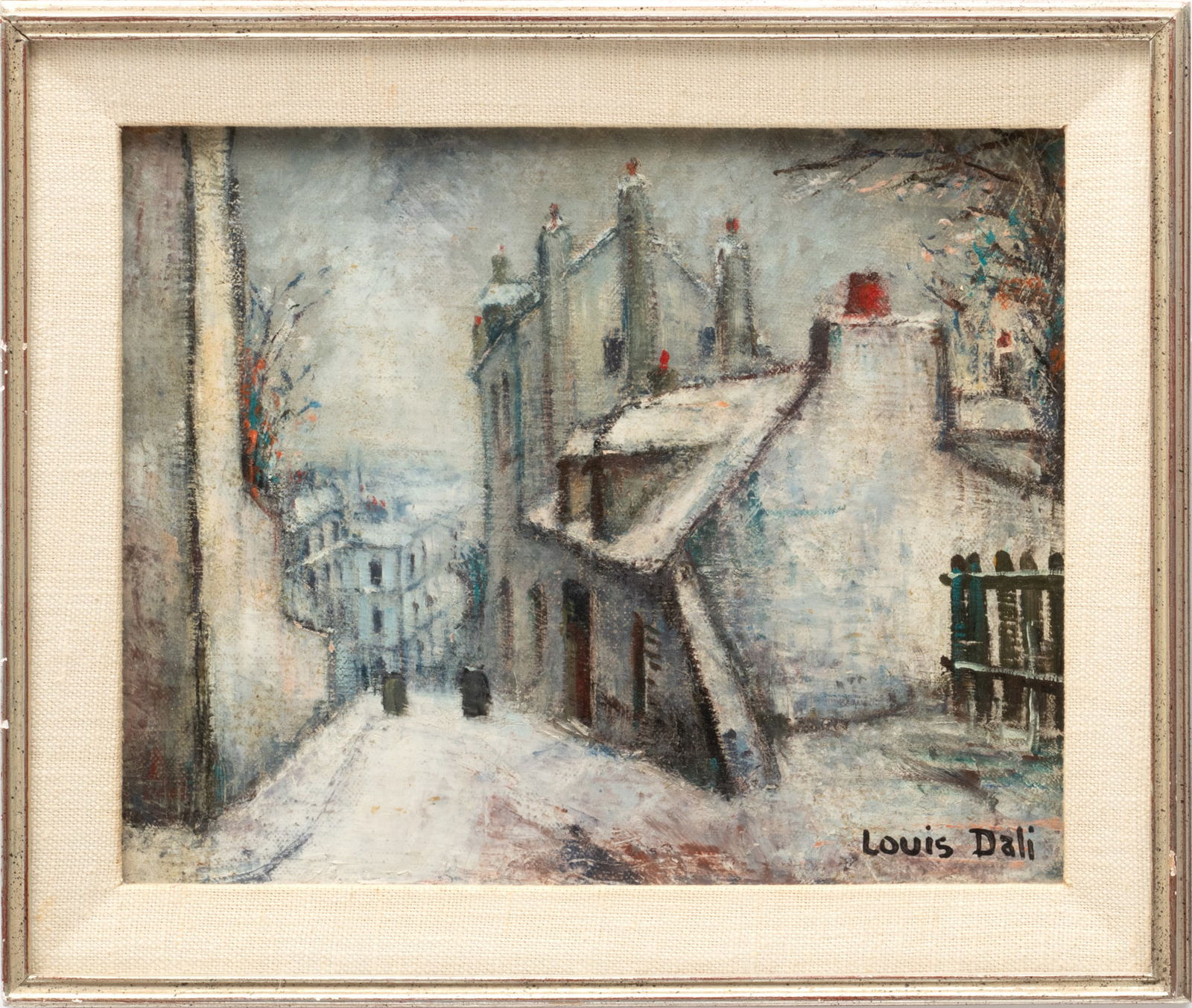 Louis Dali (French, 1905-1994) Oil on Canvas, "Winter Scene", H 9" W 11" (1 of 4)
