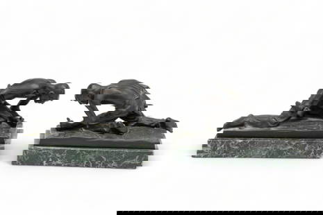J. Valenta (Austrian) Bronze Figural Bookends, H 5.5" W 8.5" 1 Pair: J. Valenta (Austrian) Bronze Figural Bookends, H 5.5" W 8.5" 1 Pair | the bronzes alone measure H 4" X W 8". with the marble bases, the bookends measure H 5.5" X W 8.5" overall. Each with artist's sig