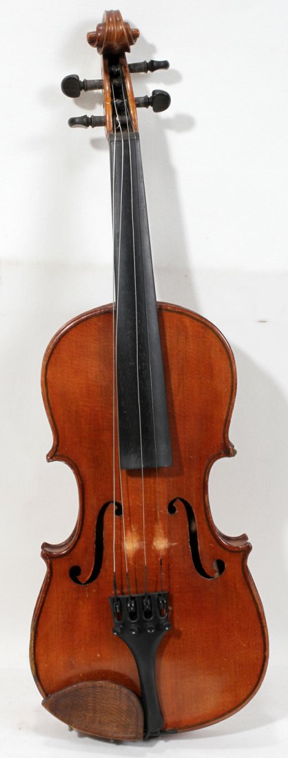 GERMAN GUARNERIUS-STYLE VIOLIN, EARLY 20TH CENT: GERMAN GUARNERIUS-STYLE VIOLIN, EARLY 20TH CENTURY, L 20", PLUS BOWS (2) & A CASE:Including 1 antique style violin with label at the interior that reads "Joseph Guarnerius fecit Creamonae anno 1772 IH
