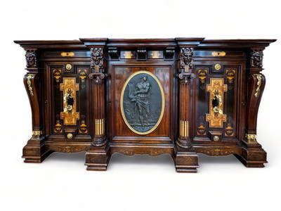 Gustave Herter (New York) American Renaissance Carved Rosewood And Bronze Cabinet Ca. 1860, H 41" W