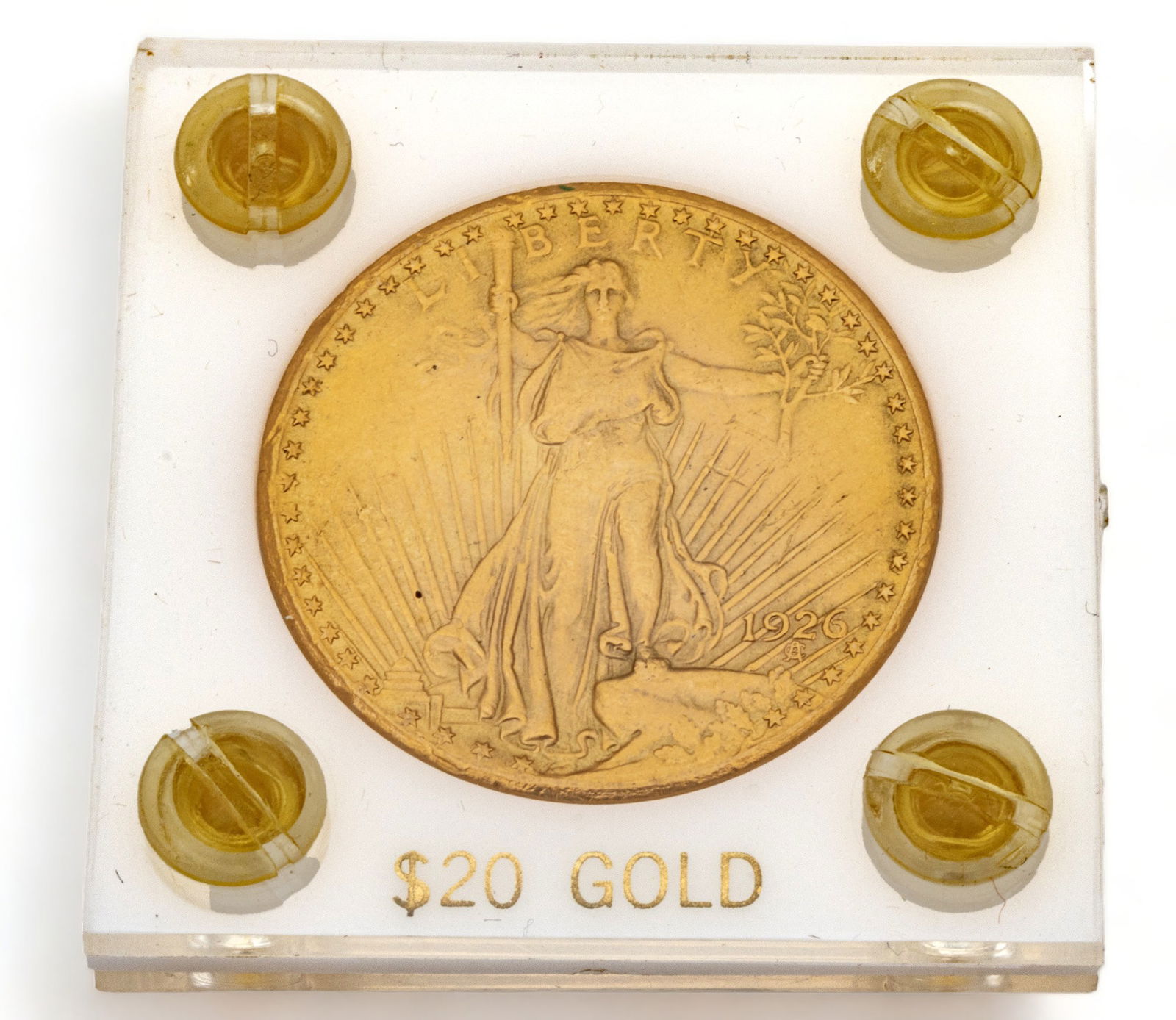 1926 U.S. $20 Saint Gaudens $20 Double Eagle Gold Coin, Dia. 0.75" (1 of 2)