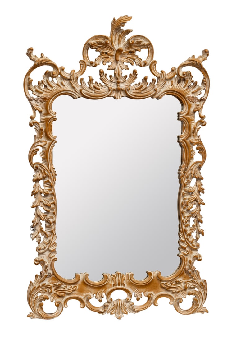 LaBarge (American) Italian Florentine Style Carved Wood Mirror, H 56" W 36" (1 of 5)