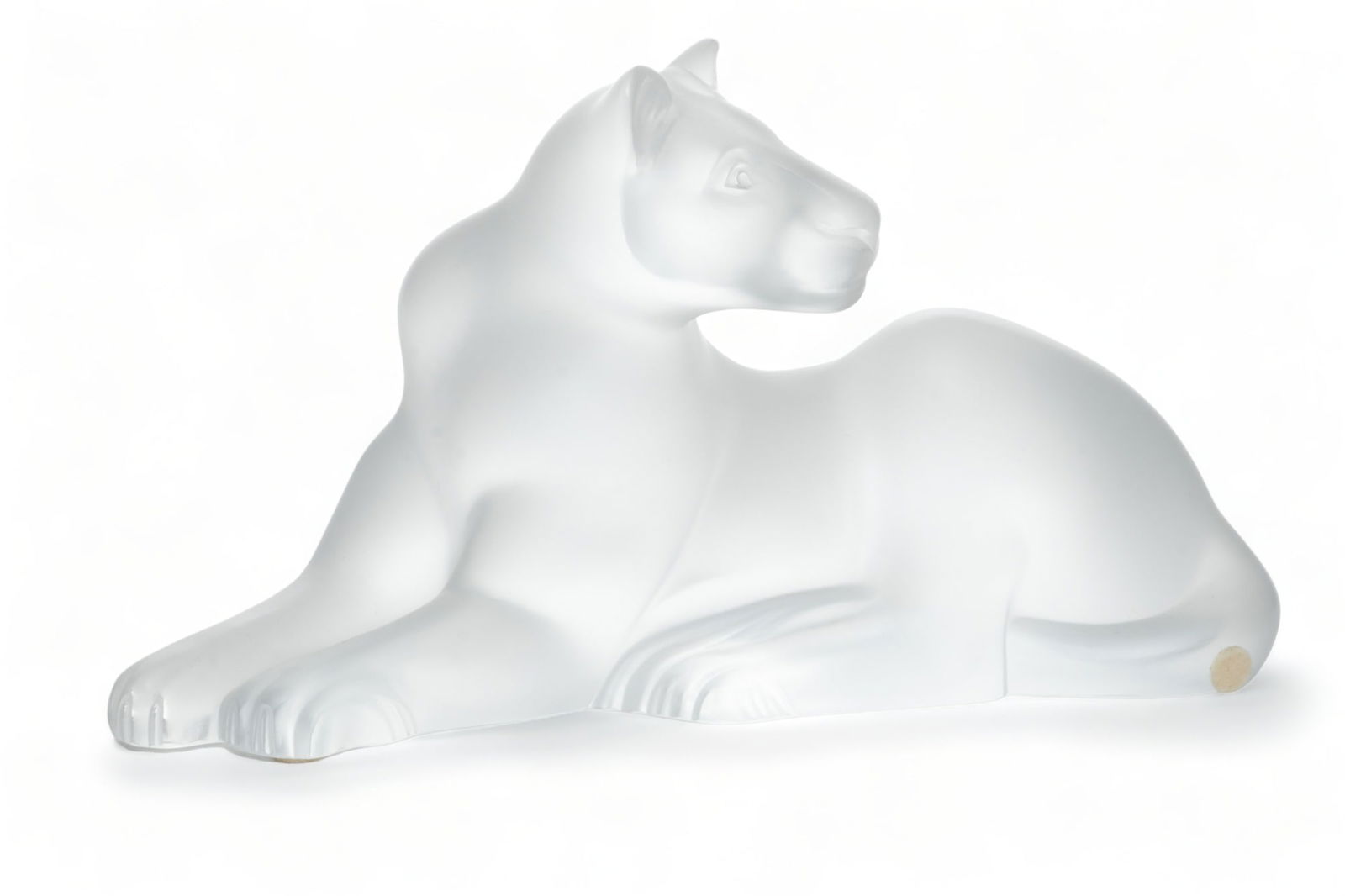 Lalique (French) 'Simba Lioness' Frosted Crystal Sculpture, H 5.5" L 9.5" (1 of 5)
