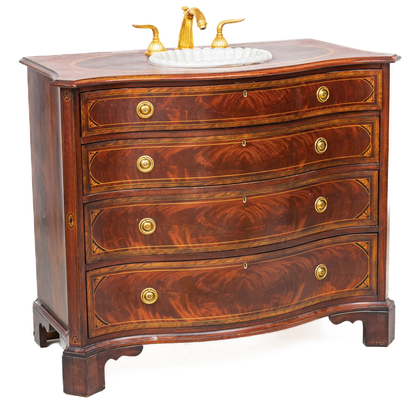 Henredon (North Carolina) Chest of Drawers, Converted to Bathroom Sink, H 43" W 41" Depth 23" (1 of 10)
