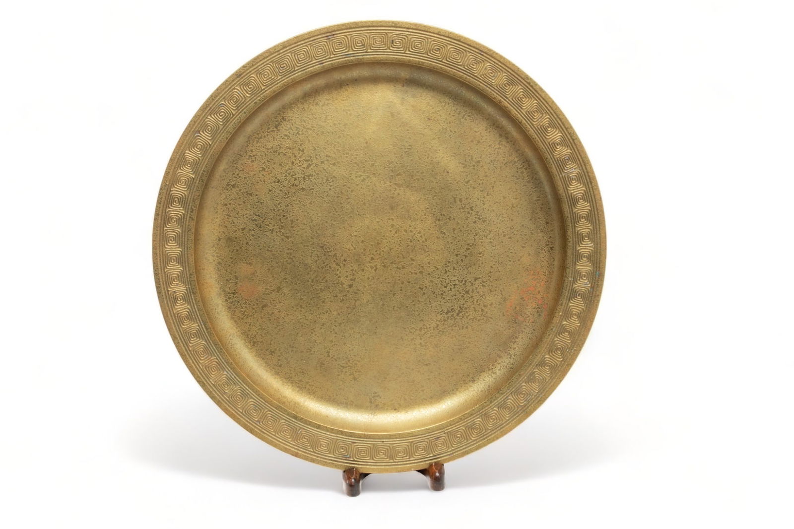 Tiffany Studios (American, 1878-1938) Dore Bronze Tray, Ornate Embossed Border, Ca. 1910, Dia. 12" (1 of 3)