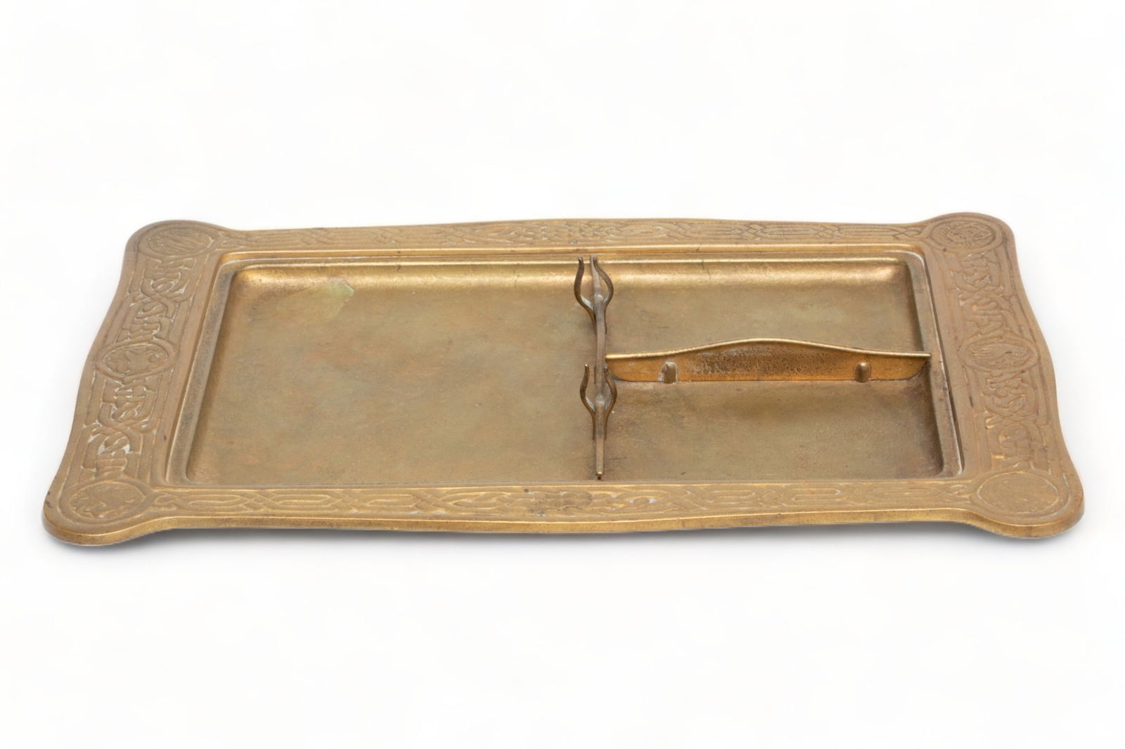 Tiffany Studios (American, 1878-1938) 'Zodiac' Dore Bronze Desk Tray, W 9" L 13.25" (1 of 4)