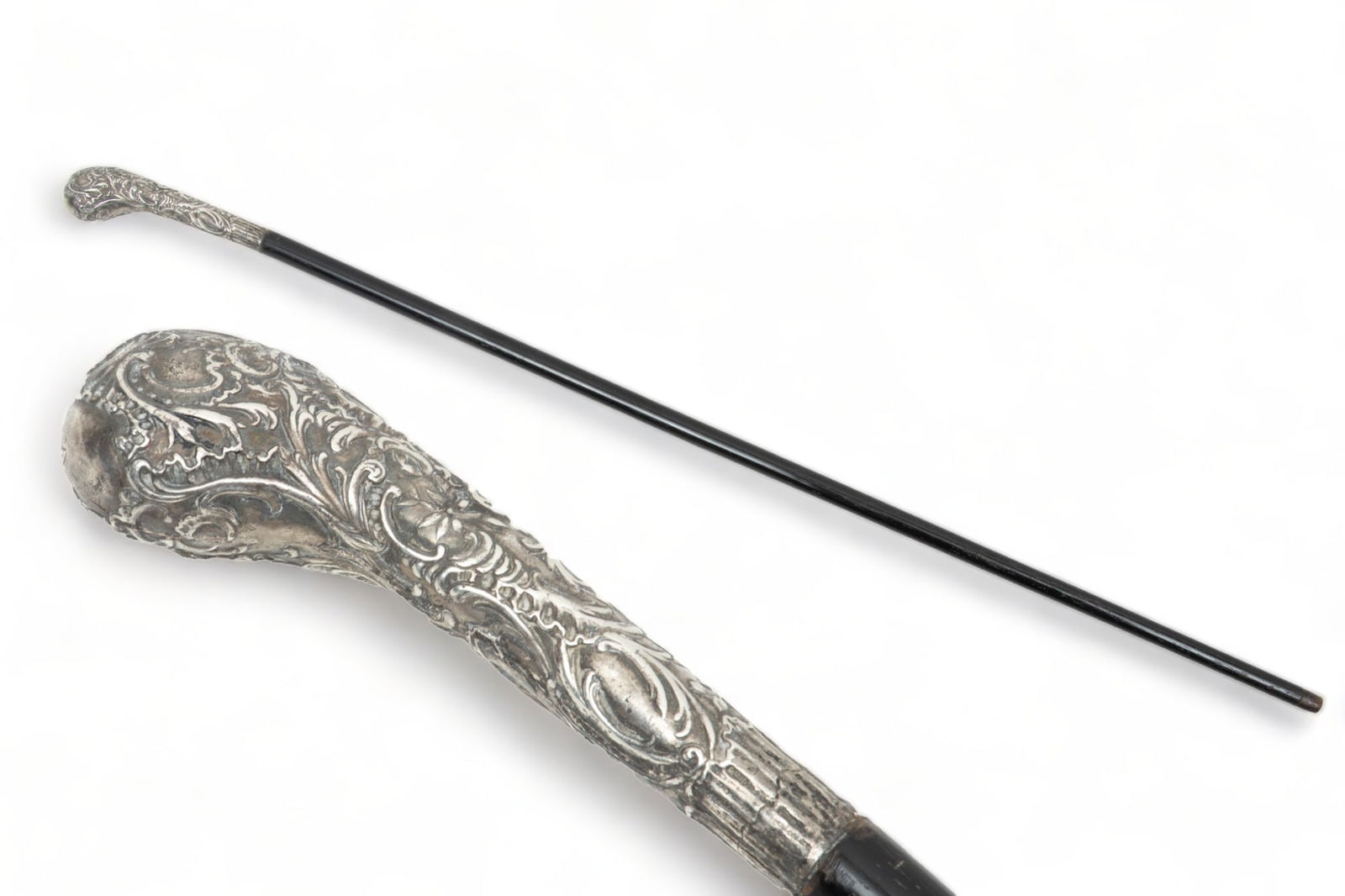 Sterling Silver And Ebony Walking Stick, L 35" (1 of 4)
