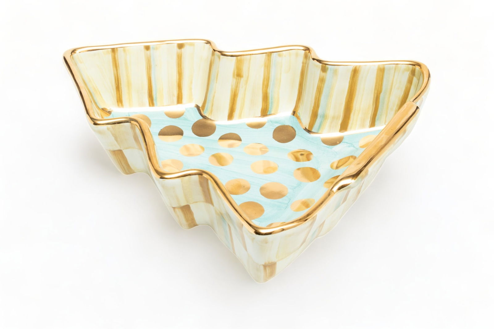 MacKenzie-Childs (American) Ceramic Parchment Check Tree Bowl, H 2.5" W 9" L 10.25" (1 of 5)