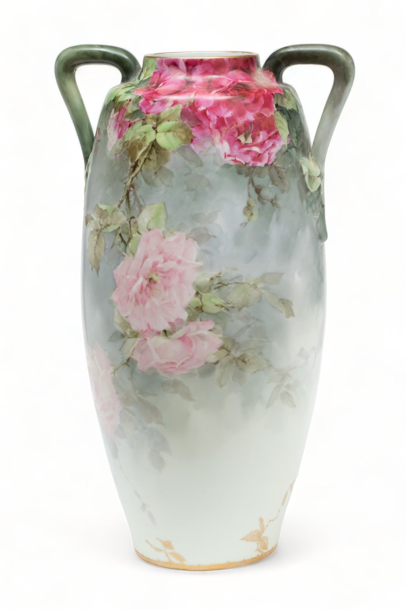 Austrian Hand Decorated Porcelain Vase, Ca. 1900, H 17.5" W 10.5" (1 of 5)