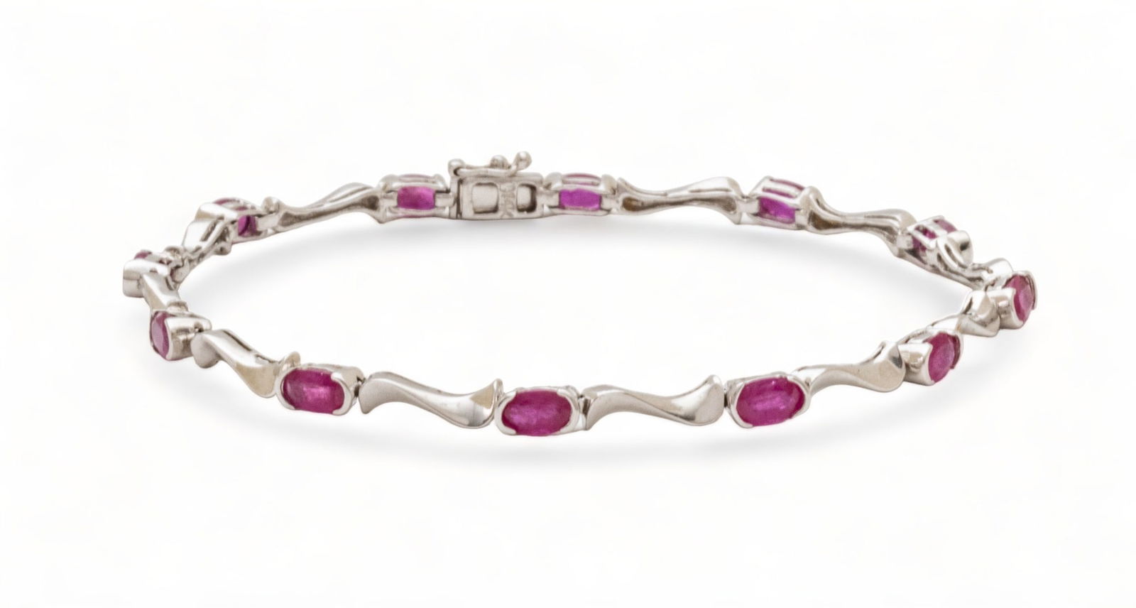 14K White Gold And Sapphire Bracelet L 7" 6.7g (1 of 5)