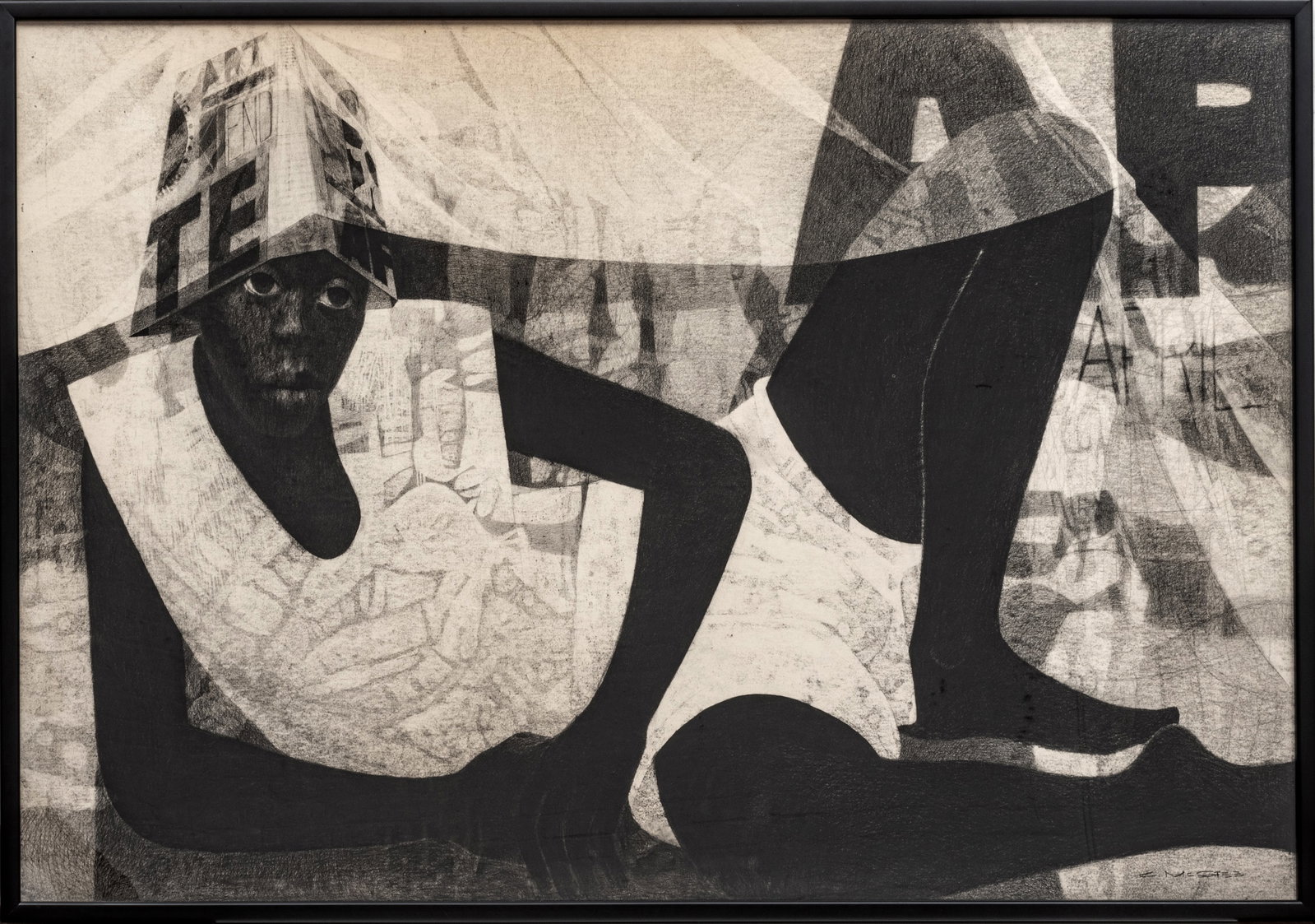 Charles McGee (American, 1924-2021) Charcoal Crayon, Graphite And Kneaded Eraser on Illustration Boa: Charles McGee (American, 1924-2021) Charcoal Crayon, Graphite And Kneaded Eraser on Illustration Board, 1970, "April", H 40" W 60" | Signed lower right. This beautiful and significant example of McGee