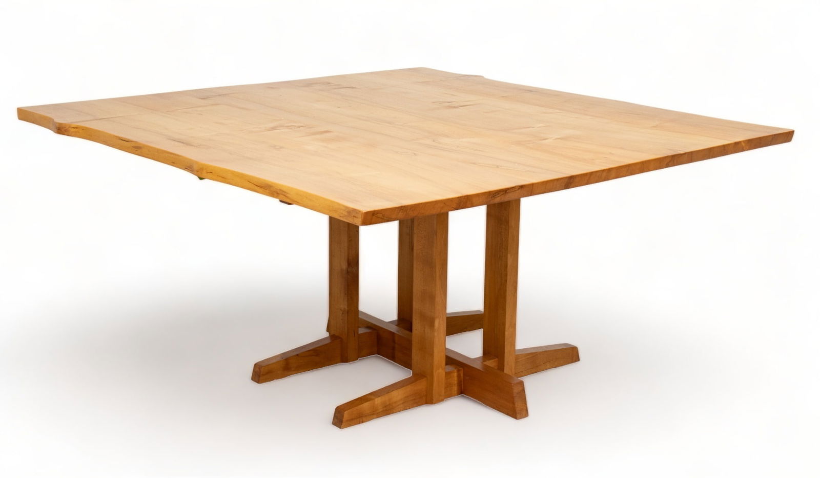 George Nakashima (American, 1905-1990) Maple Frenchman's Cove Dining Table, 1980, H 51" W 51": George Nakashima (American, 1905-1990) Maple Frenchman's Cove Dining Table, 1980, H 51" W 51" | with free-edge top. Signed and dated on underside. Provenance: Purchased from Rago's in April 2009. Prov