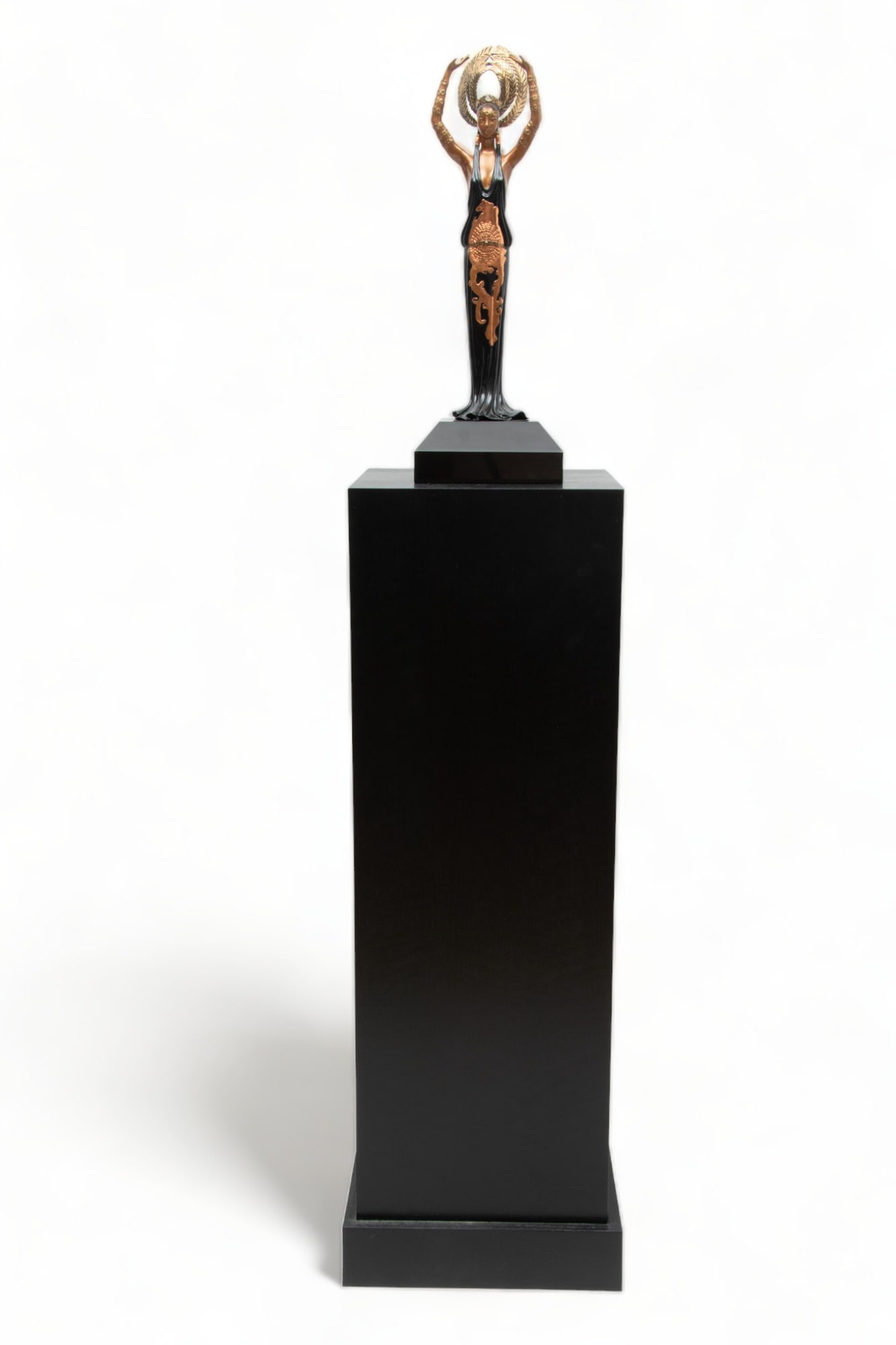 Erte (French, 1892-1990) Cold Painted And Partial Gilt Bronze, 1987, "Triumph", H 19" W 5.5": Erte (French, 1892-1990) Cold Painted And Partial Gilt Bronze, 1987, "Triumph", H 19" W 5.5" | Signed ‘Erte’ and stamped with a Copyright symbol, 1987, Chalk and Vermillion, Sevenarts Ltd.