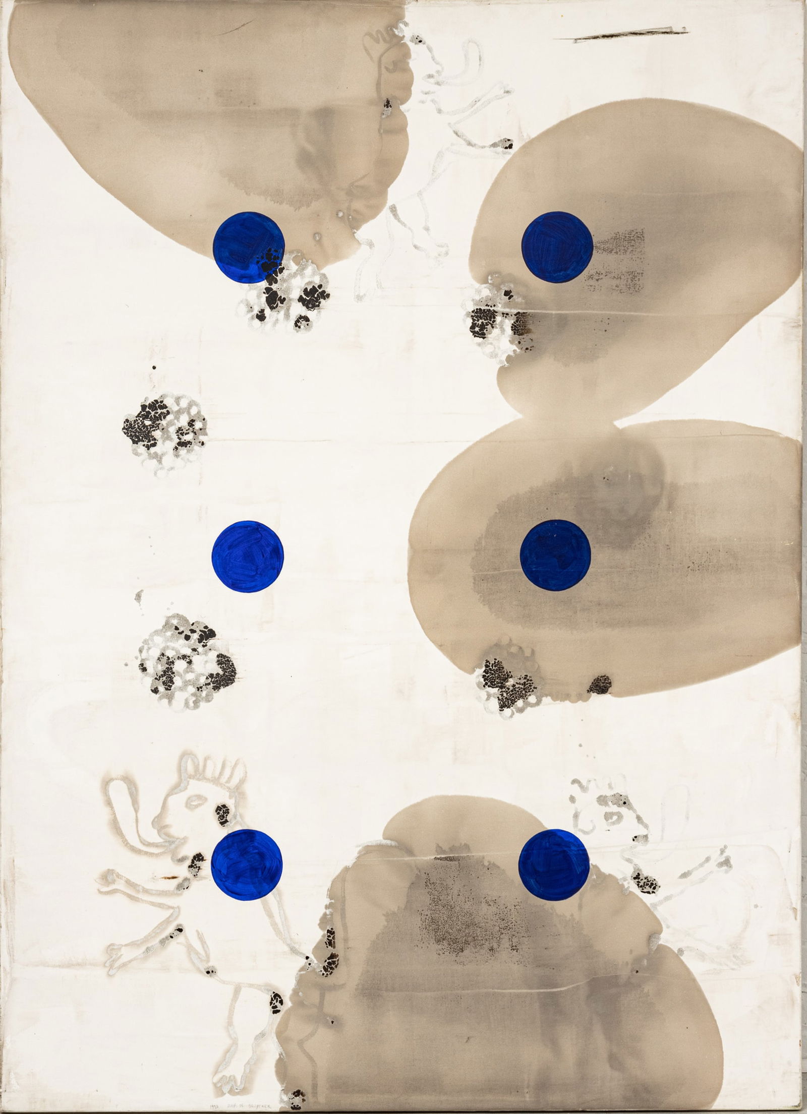 Dirk De Bruycker (Belgian, B. 1955) Mixed Media on Canvas, 1943, "Canada (Moon)", H 72" W 51": Dirk De Bruycker (Belgian, B. 1955) Mixed Media on Canvas, 1943, "Canada (Moon)", H 72" W 51" | Paper label affixed verso. Provenance: From the Collection of Bethany Belanger, Port Huron, MI.