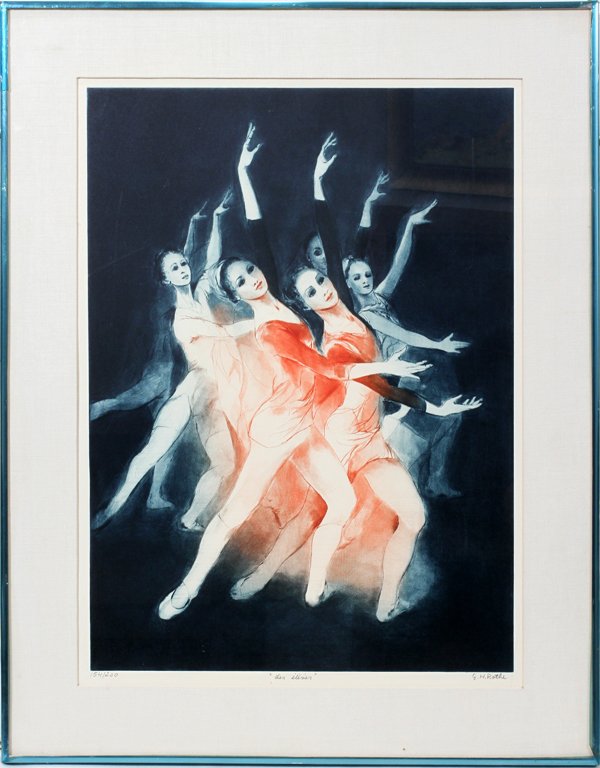 G. H. ROTHE, MEZZOTINT, 23" X 17", "LES ELEVES": G. H. ROTHE, MEZZOTINT, 23" X 17", "LES ELEVES":Pencil signed. #154/200. Original print from Print Collectors. From the Estate of Lillian Graham, Canton, MI.