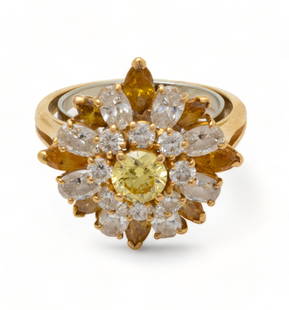 Van Cleef & Arpels (French) Ladies Diamond And 18kt Yellow Gold Ring, 6g Size: 6.5: Van Cleef & Arpels (French) Ladies Diamond And 18kt Yellow Gold Ring, 6g Size: 6.5 | Size 6.5. Including 8 oval diamonds approximately 1.37 cts; 8 round diamonds approximately .56cts; 8 yellow