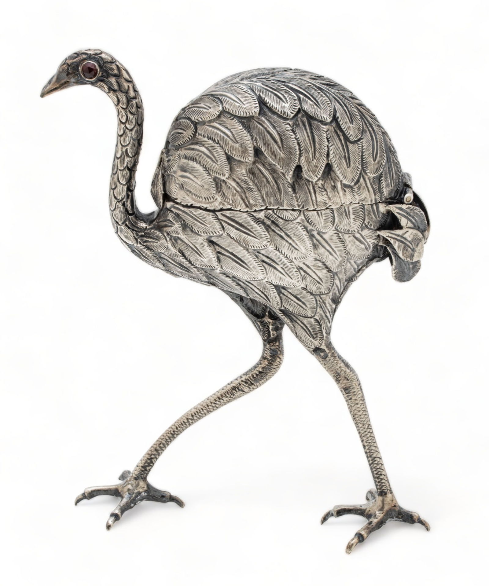 Netherlands Sterling Silver Ostrich Hinged Box. Ca. 1900, H 5" L 4" 3.18t oz (1 of 6)