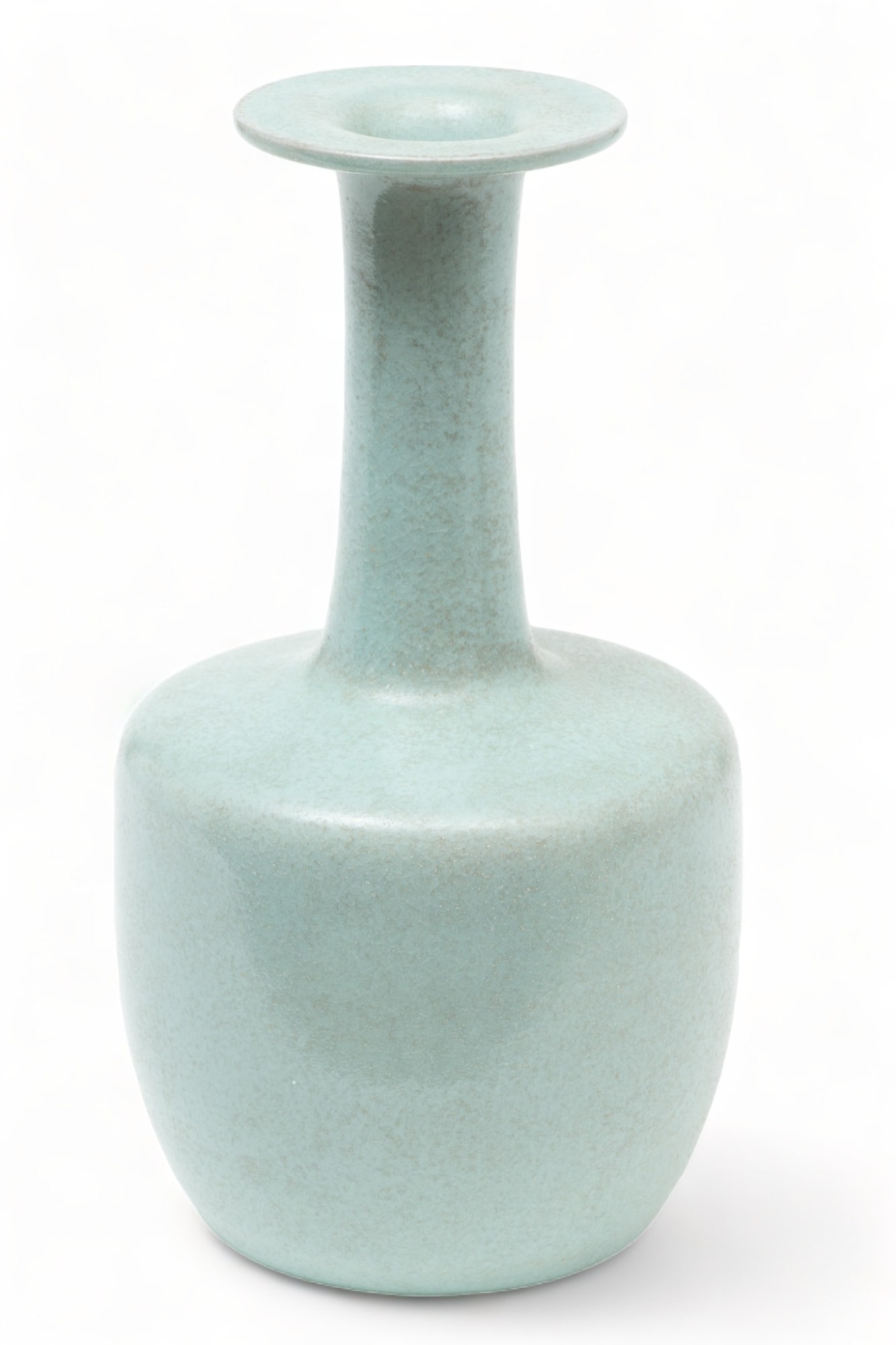 Chinese Celadon Porcelain Vase, H 10" Dia. 5": Chinese Celadon Porcelain Vase, H 10" Dia. 5" | Offering a subtle, uniformly glazed surface which showcases the distinctive pale green celadon finish. the vase exhibits a streamlined form with a balan
