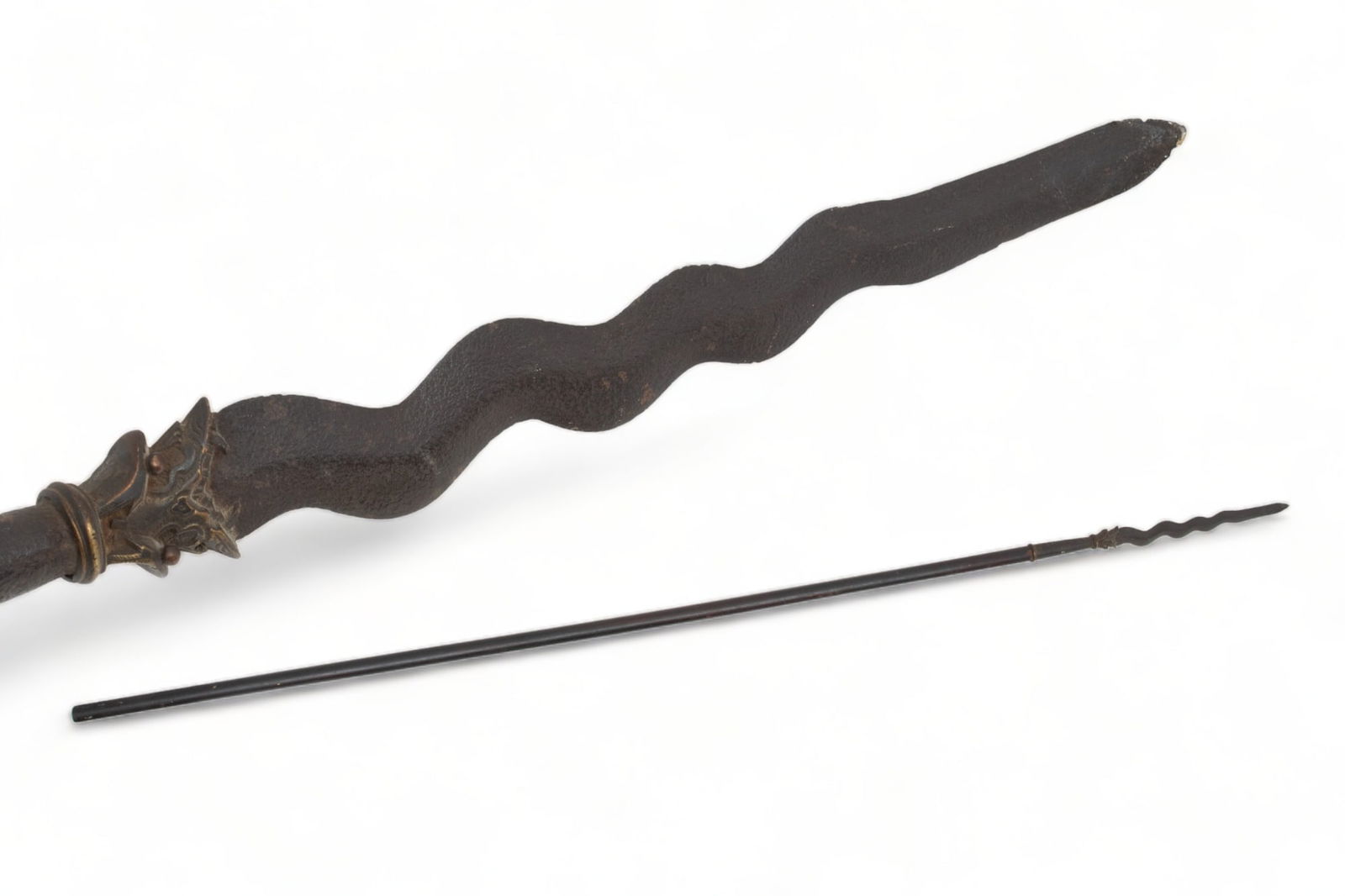 Asian Iron, Brass And Wood Spear, Ca. 19th C., L 82" (1 of 2)