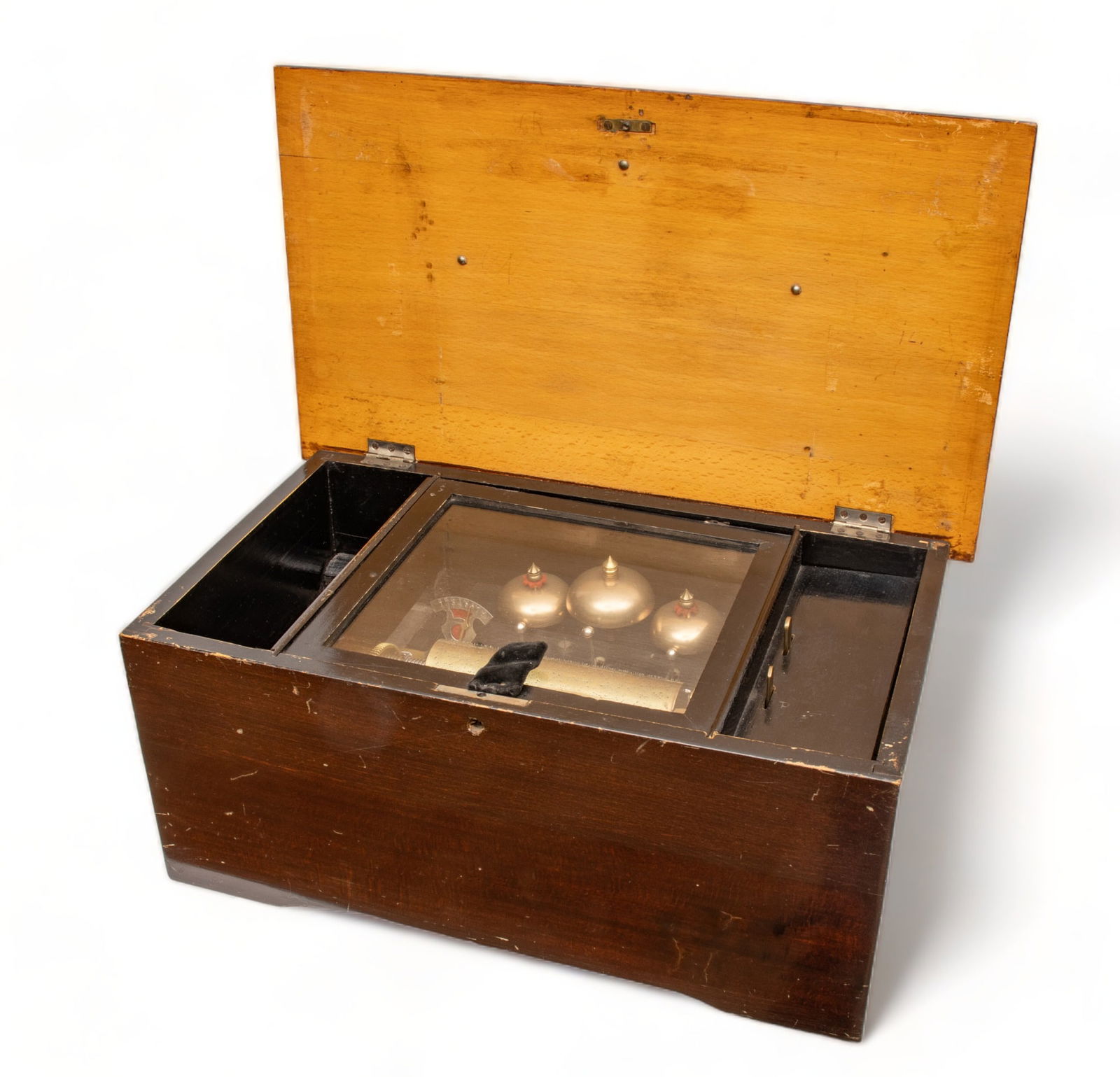 Swiss Eight Air Cylinder Music Box with Three Bells, Ca. Later 19th C., H 8" W 18.5" Depth 10.75" (1 of 7)