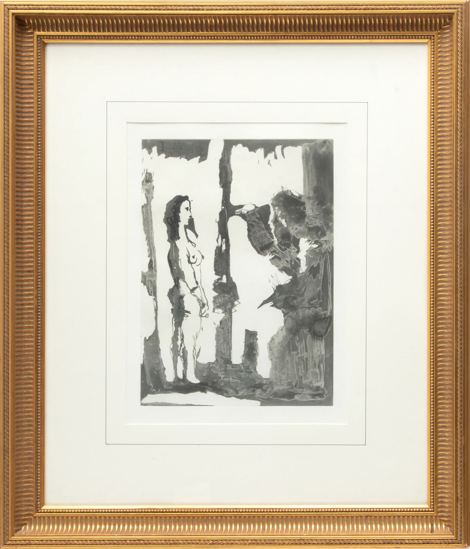 Pablo Picasso (Spanish, 1881-1973) Aquatint on Wove Paper, 1966, "Peintre Et Modele Aux Cheveux (1 of 3)