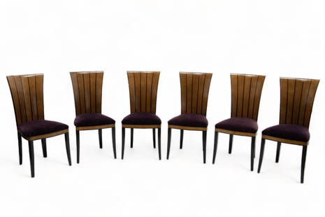 Eliel Saarinen (American) Art Deco Designed Set of 6 Side Chairs, H 37" W 17.5" 6 pcs: Eliel Saarinen (American) Art Deco Designed Set of 6 Side Chairs, H 37" W 17.5" 6 pcs | Serial Numbers: 51068, 510869, 51070, 51071, 51072, 51073.