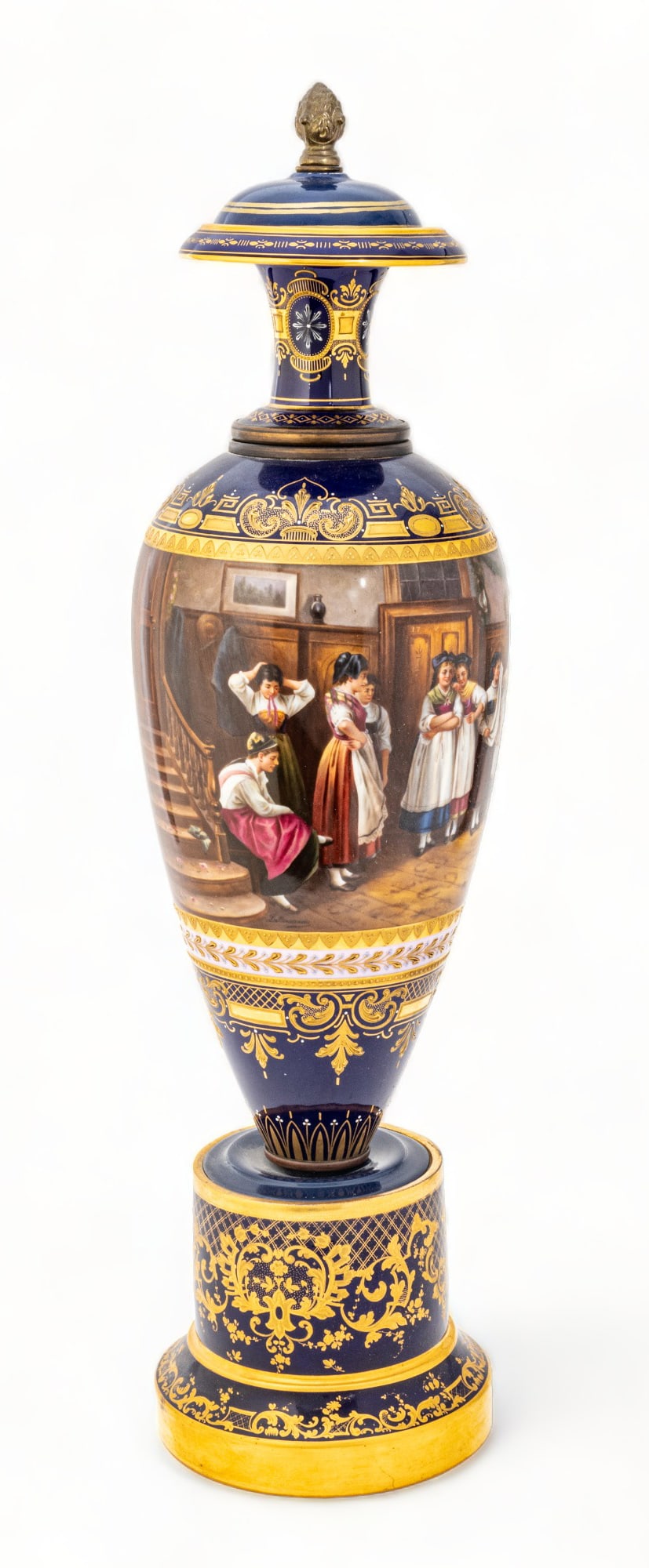 Dresden Porcelain (Germany) Tall Urn with Cover Ca. 1920-1935, H 27" Dia. 7" (1 of 11)