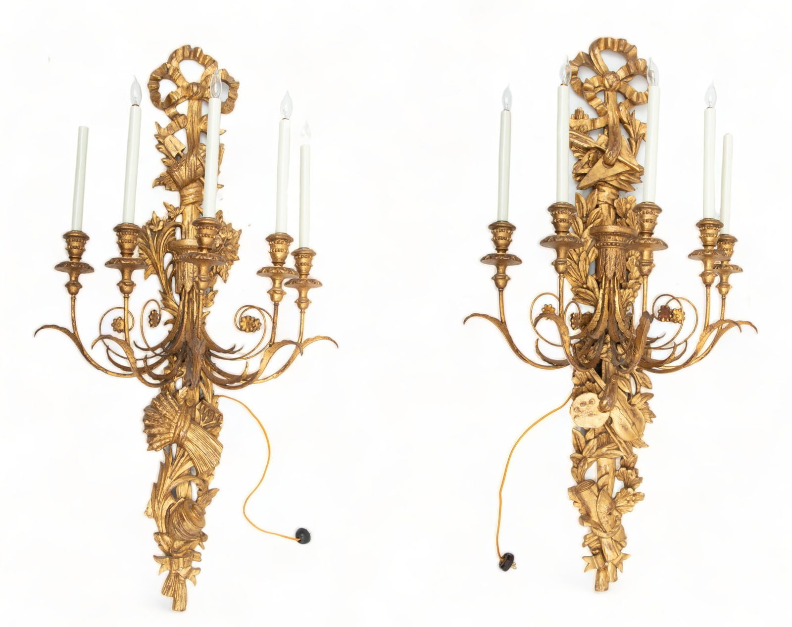Pair of Rococo Style Four Light Sconces, H 43" W 22" Depth 13" (1 of 5)