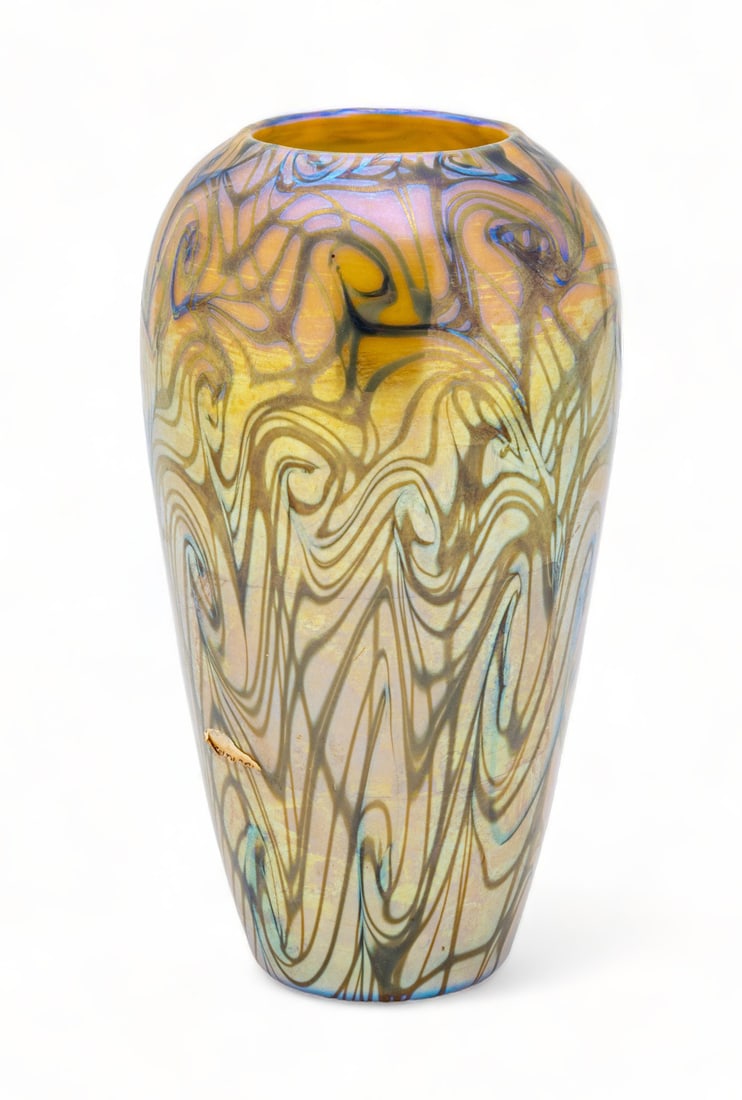 Quezal Art Glass And Decorating Company (American, 1902-1924) Art Glass Vase Ca. 1910, H 8.25" Dia. (1 of 8)