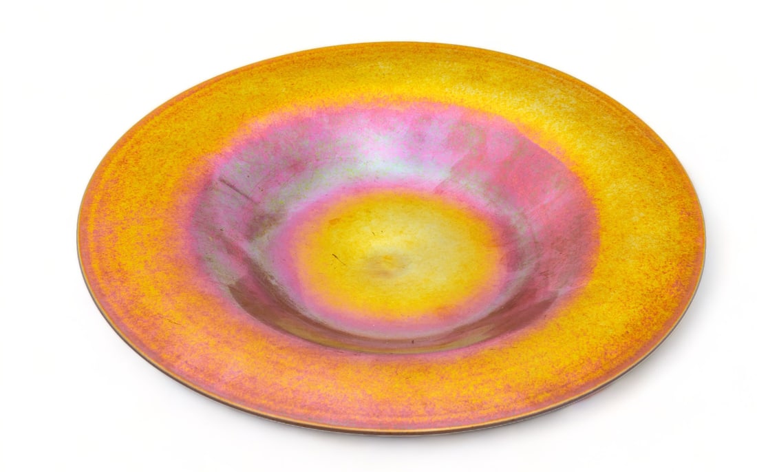 Steuben (American) Gold Aurene Low Bowl H 1" Dia. 8.5" (1 of 4)