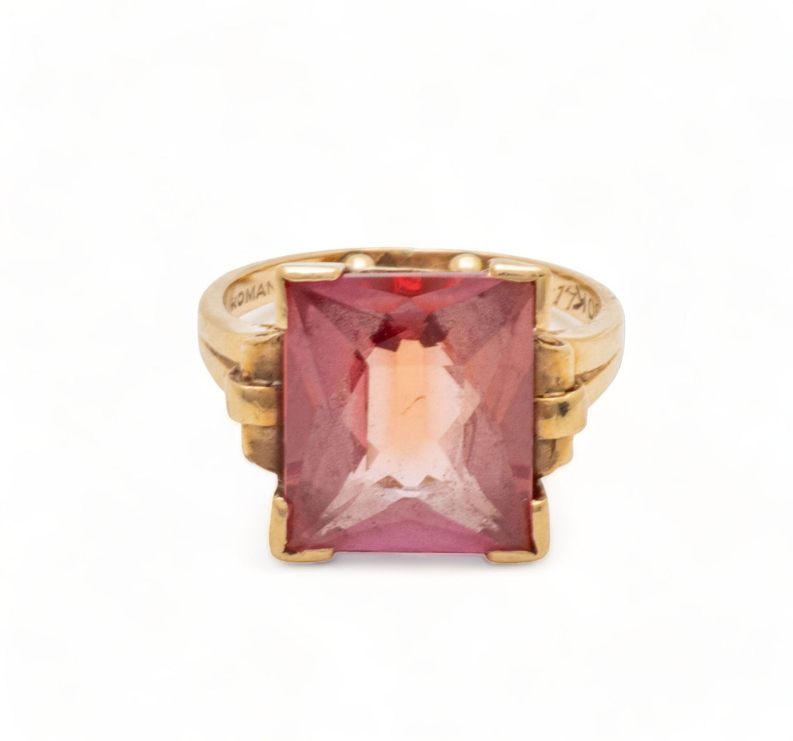10K Gold & Pink Topaz Ring, 1942, 4g Size: 3 (1 of 8)