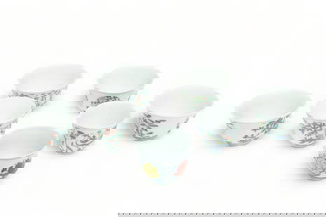 Chinese Wucai Porcelain Cups, H 2" Dia. 3.5" 10 pcs: Chinese Wucai Porcelain Cups, H 2" Dia. 3.5" 10 pcs | Offers multi-colored, hand-painted designs that display the intricate artistry of Wucai ceramics. the patterns feature traditional motifs such as