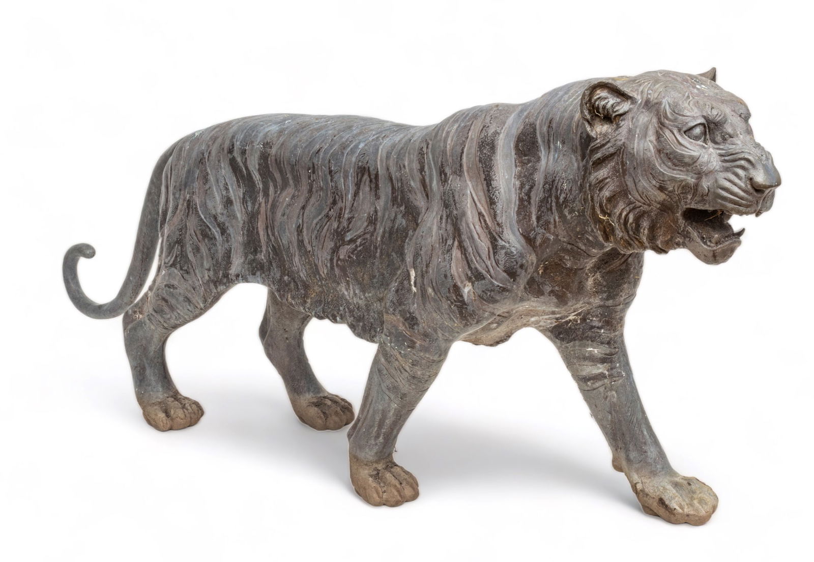 Maitland-Smith (British) Bronze Life Size Garden Sculpture, Bengal Tiger, H 32" L 81" Depth 24" (1 of 13)