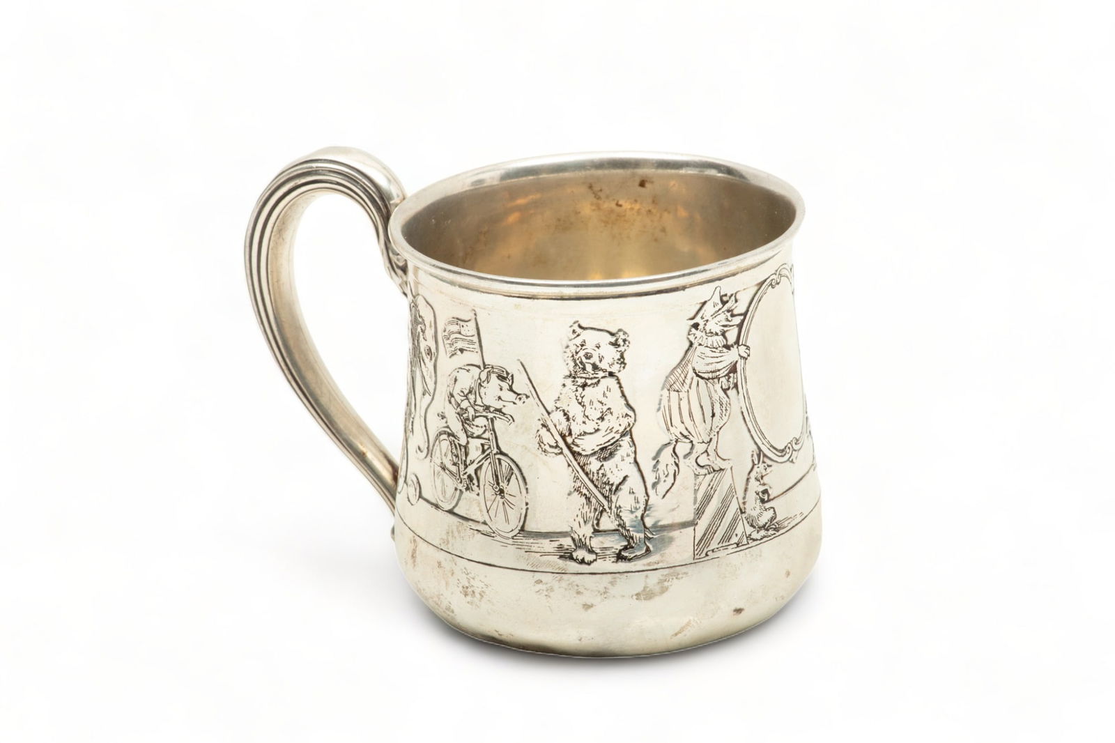 Wm. B. Kerr & CO (American, 1855-1906) Sterling Silver Baby Cup Ca. 1855-1892, Baby's Circus, H 2.5" (1 of 6)