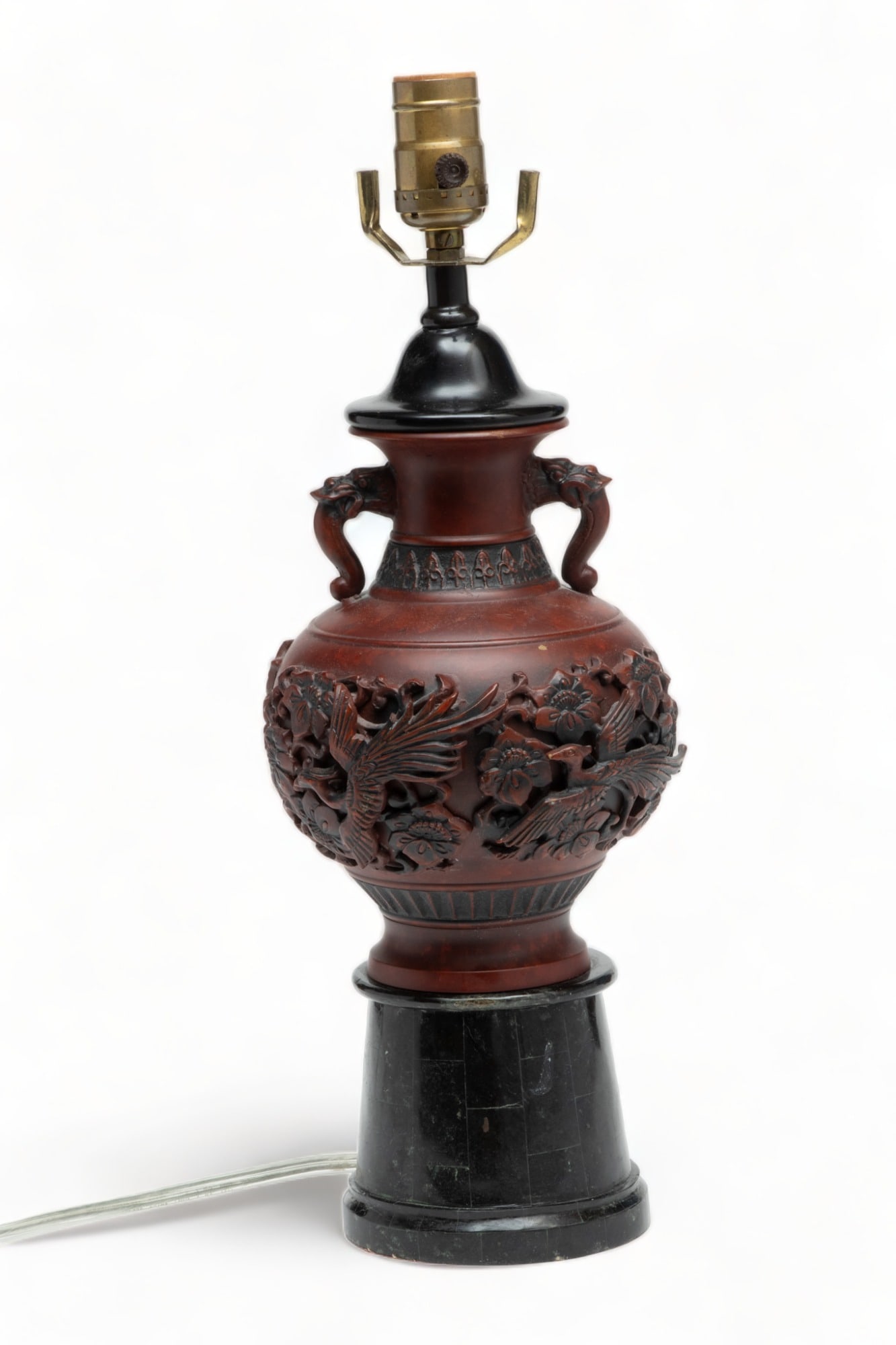 Maitland-Smith (British) Asian Influence Patinated Metal Lamp, H 25" Dia. 7" (1 of 4)
