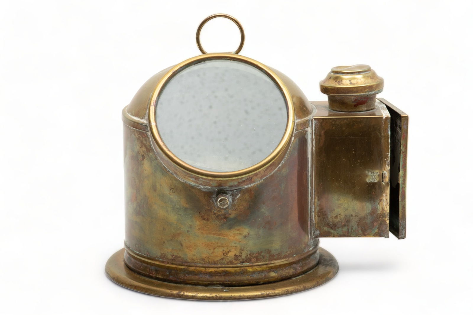 American Brass Ship's Binnacle, C. 1890, H 8", W 8", L 9" (1 of 7)