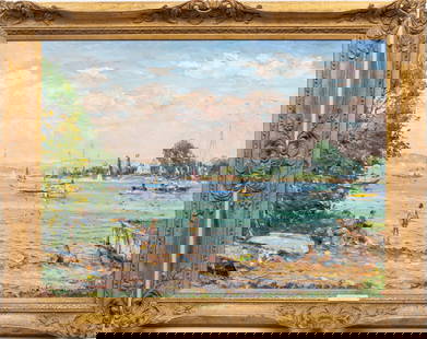 Jan Pawlowski (Polish, B. 1949) Oil on Canvas "The Beach", H 30" W 40": Jan Pawlowski (Polish, B. 1949) Oil on Canvas "The Beach", H 30" W 40" | Signed lower right and dated "88". Framed H. 39" X W. 48" Provenance: Property from a Grosse Pointe Farms, MI private collectio