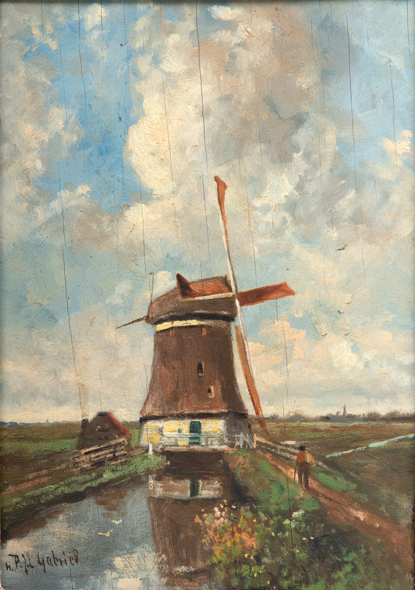 After Paul Joseph Constantin Gabriel (Dutch, 1828-1903) Oil on Beveled Mahogany Panel, "In the Month (1 of 4)