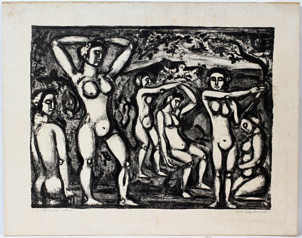 GEORGES ROUAULT (FRENCH 1871-1958), LITHOGRAPH,: GEORGES ROUAULT (FRENCH 1871-1958), LITHOGRAPH, 17.3 X 22.8, "AUTOMNE":Pencil signed. Not framed. 22" x 27.5" paper size. Dated 1933